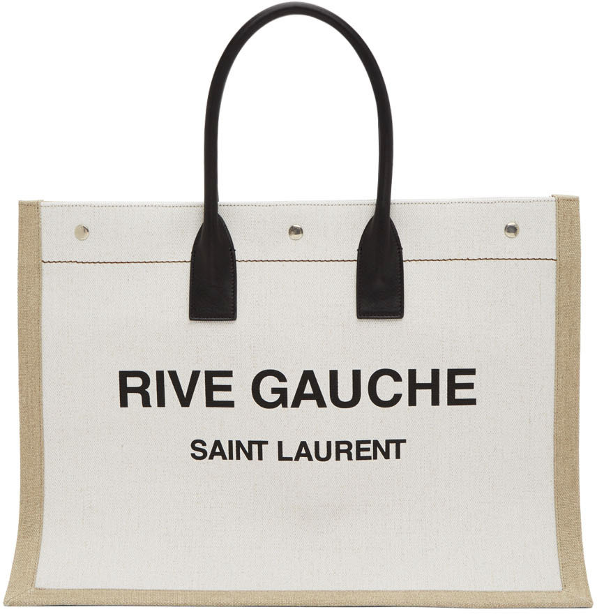 Saint Laurent: Off-White 'Rive Gauche' Tote | SSENSE Canada