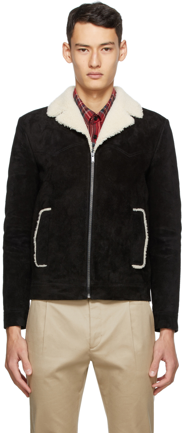 Saint Laurent Black Shearling Short Jacket 202418M177267