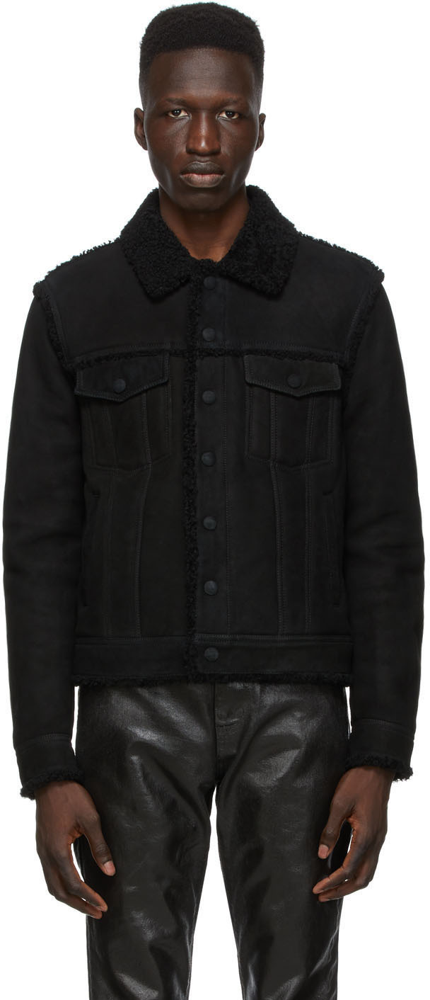 Saint Laurent Black Shearling Short Jacket 202418M179188