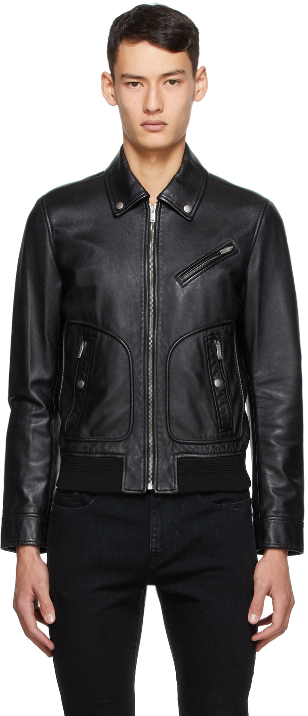 Saint Laurent Black Leather Jacket 202418M181166