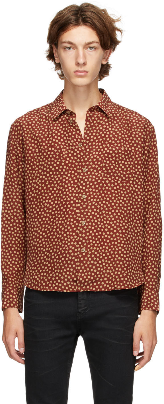 brown silk button up