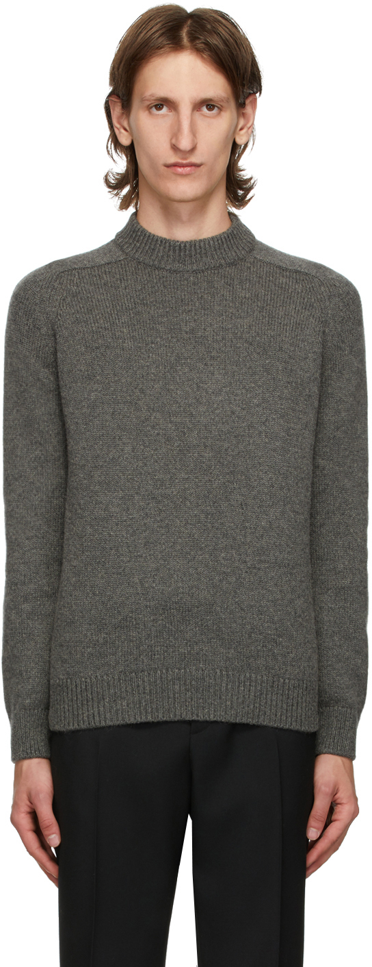 Saint Laurent: Grey Camel Hair Sweater | SSENSE