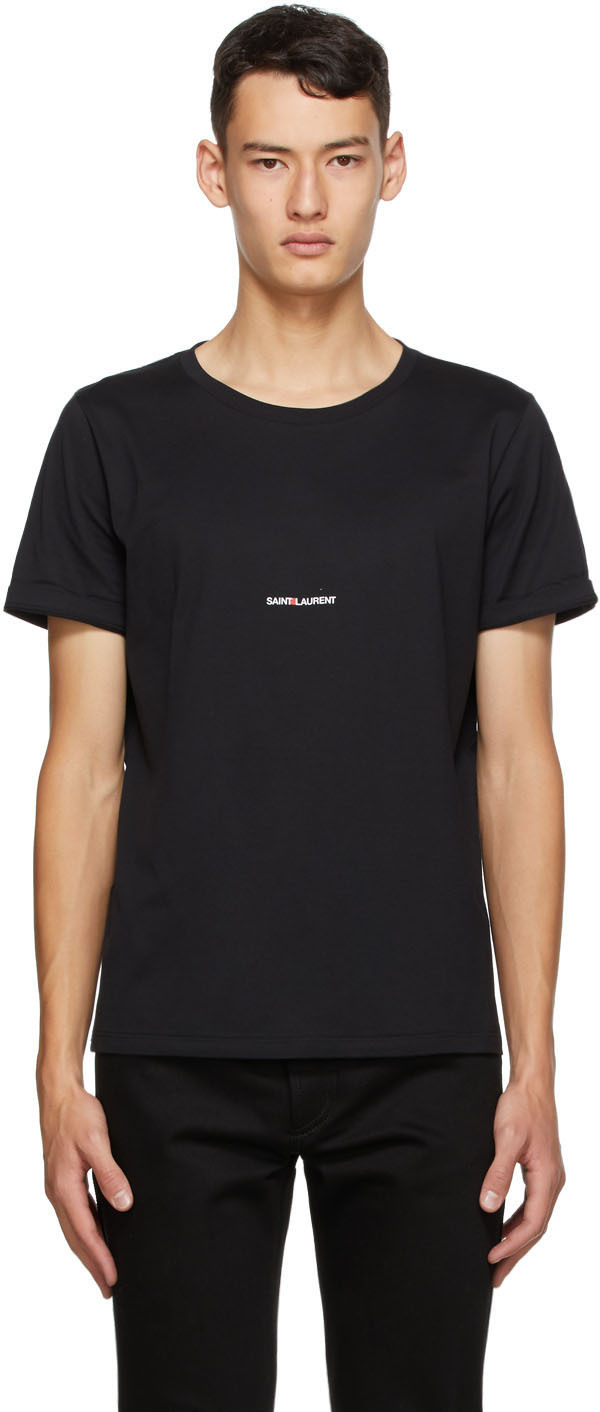 Saint Laurent: Black Logo T-Shirt | SSENSE