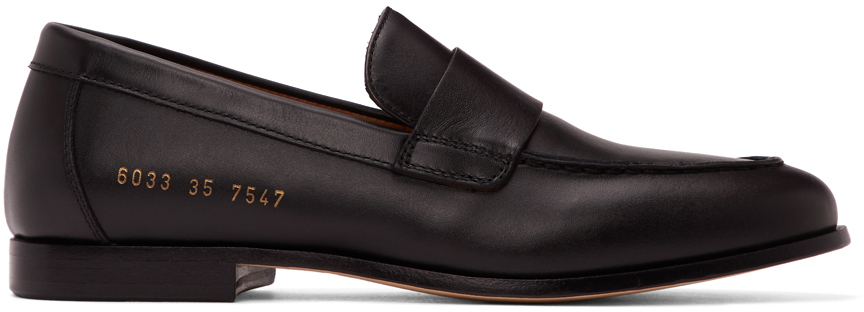 Common Projects: Black Leather Loafers | SSENSE