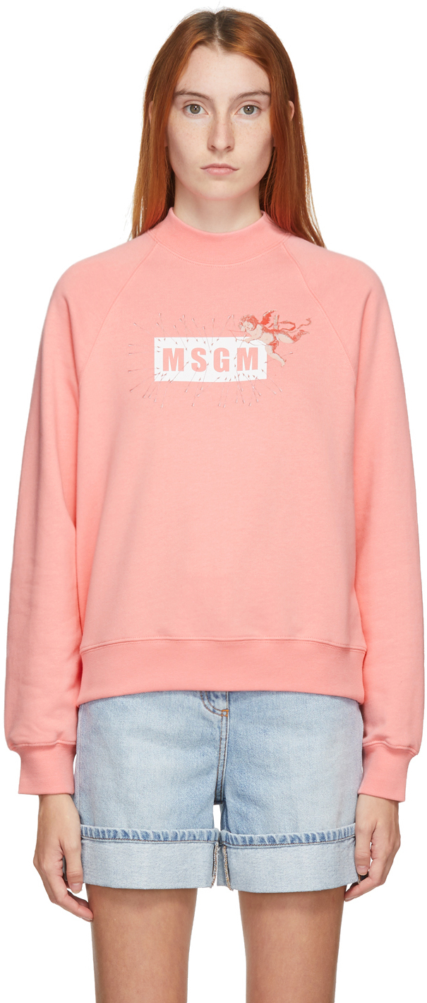 MSGM: Pink Cupid Logo Sweatshirt | SSENSE