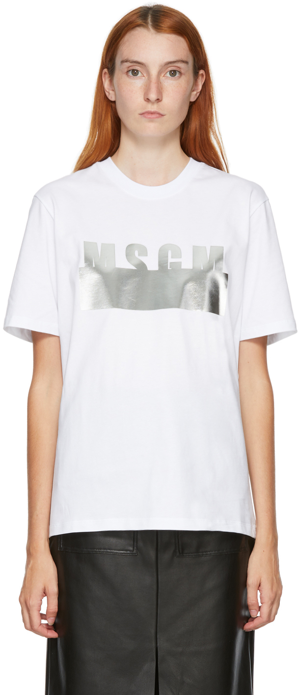 MSGM: White Dégradé T-Shirt | SSENSE