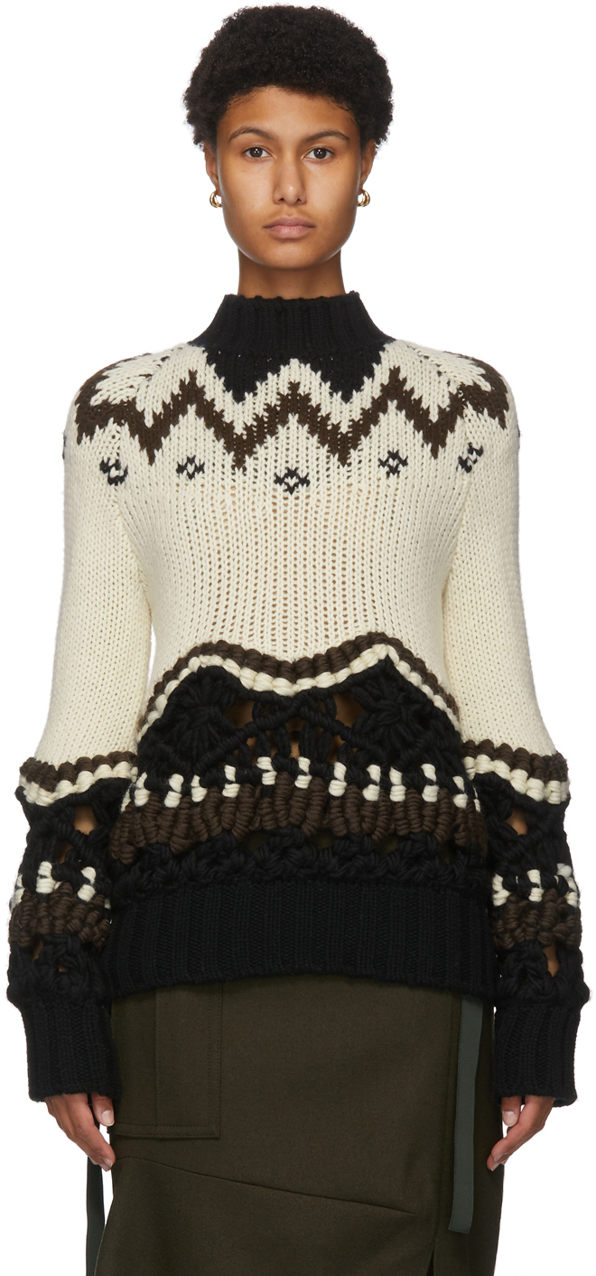 Sacai Off-White Chunky Knit Sweater | Smart Closet