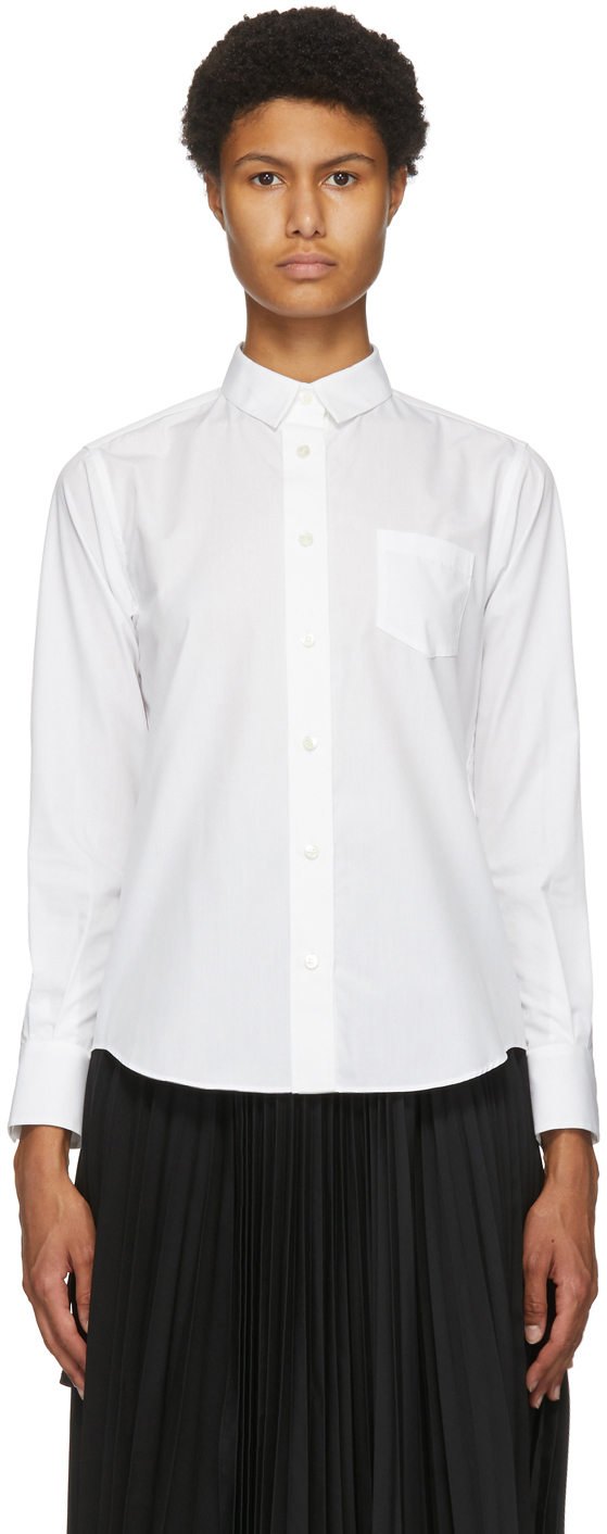 sacai: White Pleated Back Shirt | SSENSE