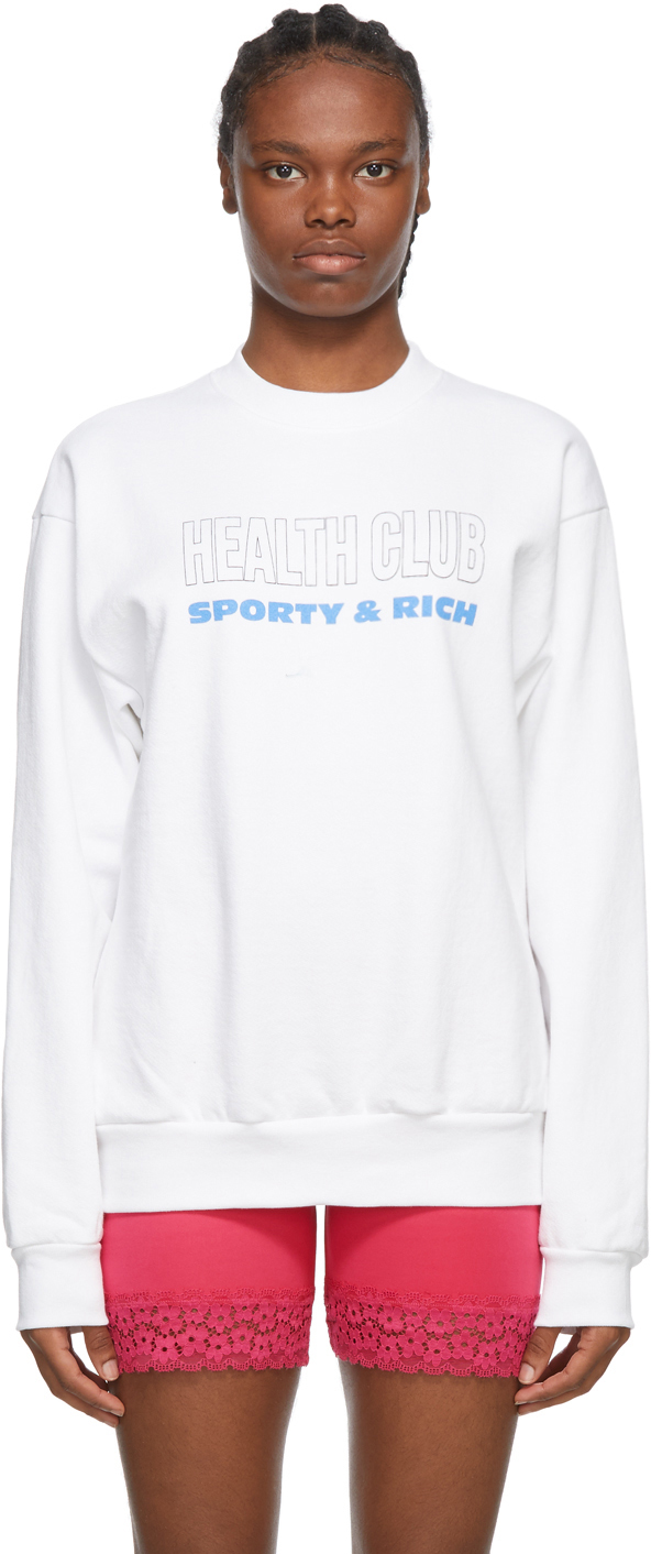 Sporty & Rich White 'Health Club' Sweatshirt SSENSE