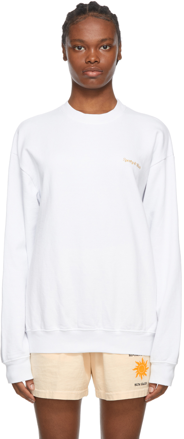 Sporty & Rich White Classic Logo Sweatshirt