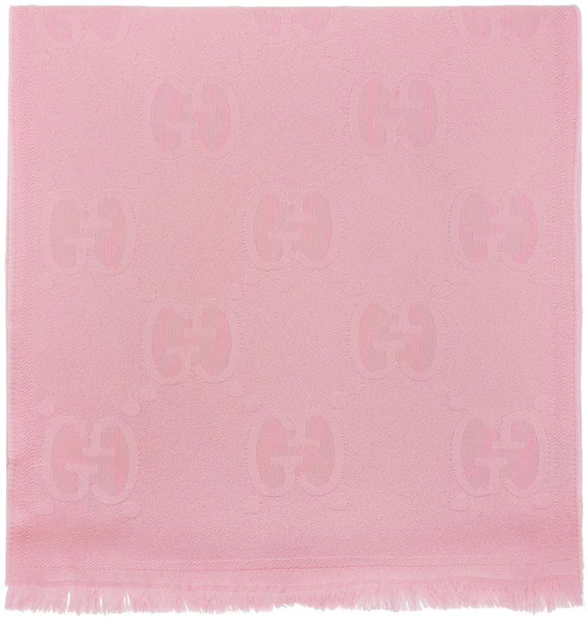 GG Scarf 140CM Light Pink Twill Silk 293465