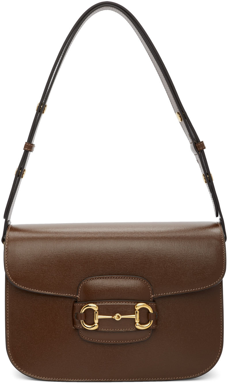 Gucci: Brown 'Gucci 1955' Horsebit Bag 