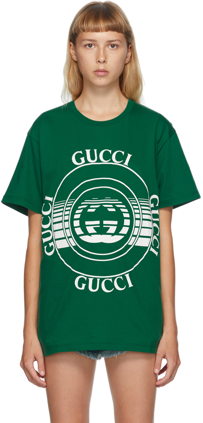 Gucci: Green Interlocking G T-Shirt | SSENSE