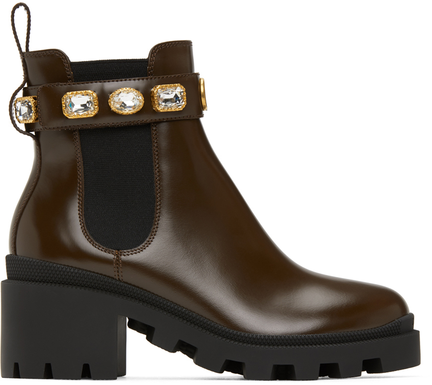 Gucci: Brown Belted Chelsea Boots 