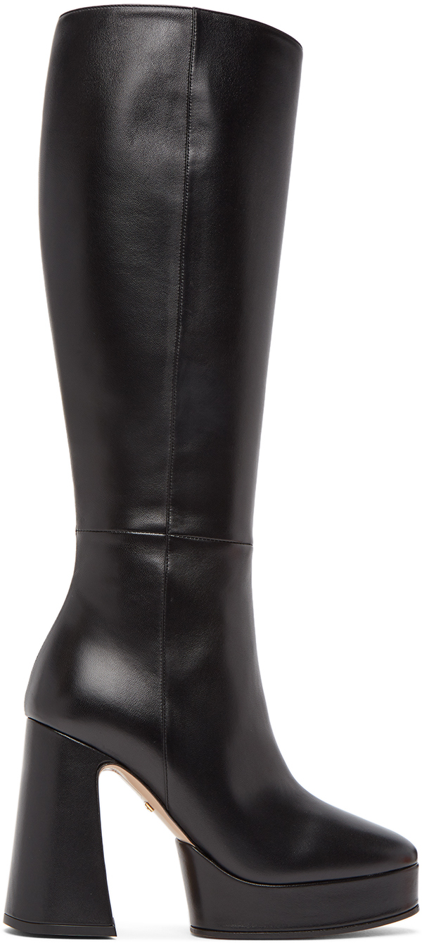 Gucci: Black Leather Knee-High Boots 