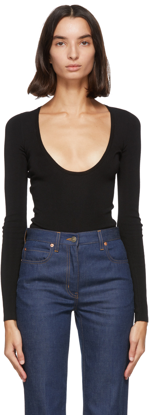 Gucci: Black Cashmere 'GG' Bodysuit | SSENSE