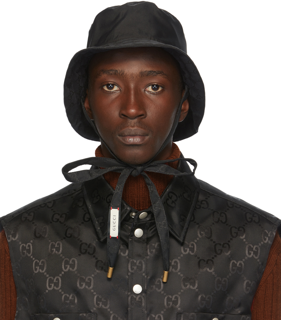 Gucci: Reversible Black GG Bucket Hat | SSENSE UK