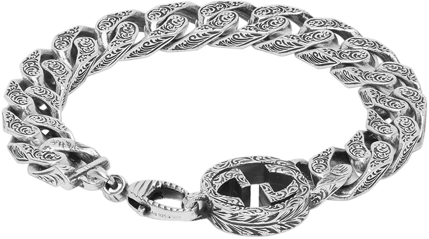 Gucci Interlocking Silver Bracelet in Metallic for Men