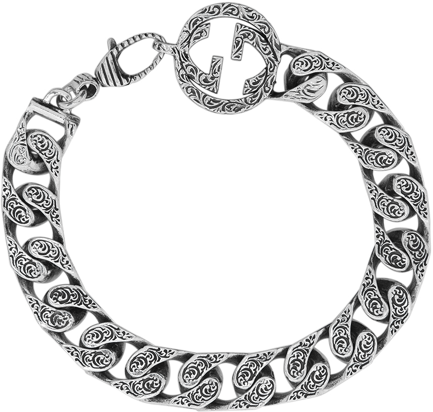 Diagonal Interlocking G bracelet in 925 sterling silver