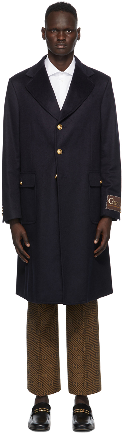 Gucci Navy Eco Cashmere Coat 202451M176049