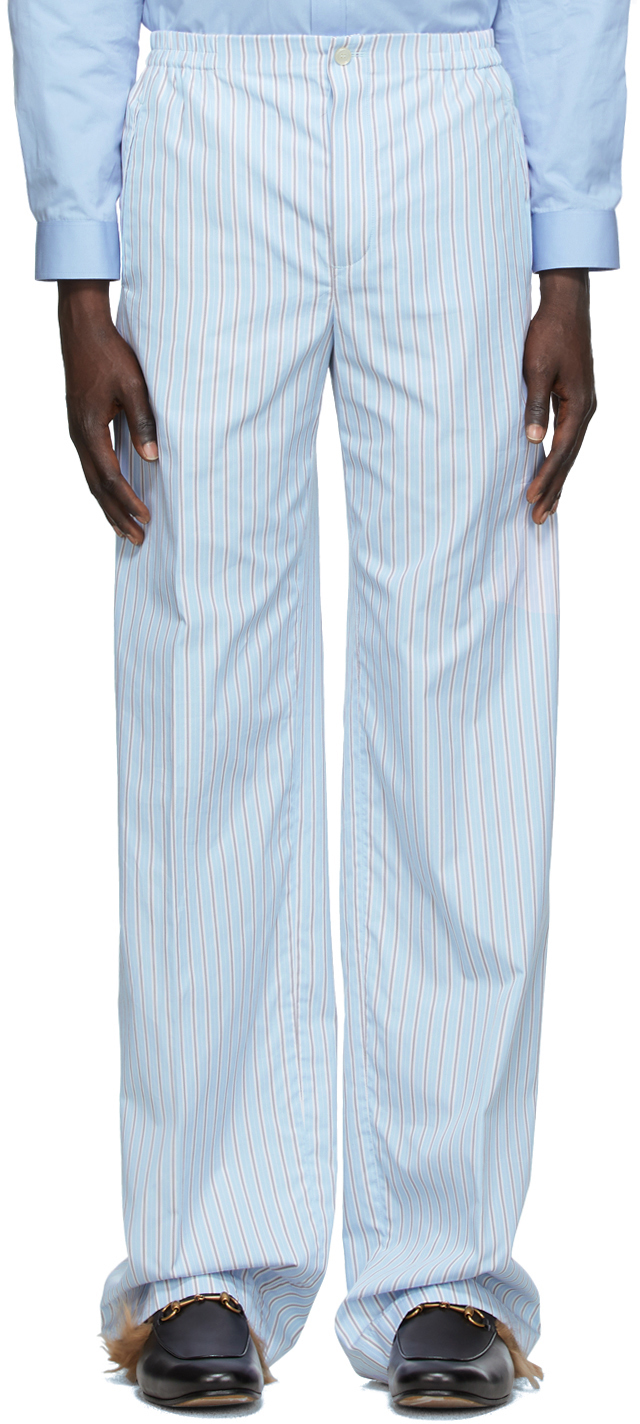 striped blue trousers