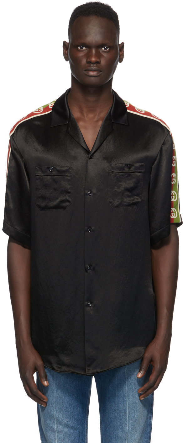 Gucci: Black Satin Bowling Shirt | SSENSE