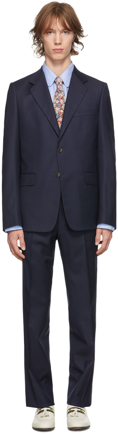 Gucci: Navy Wool Straight-Fit Suit | SSENSE