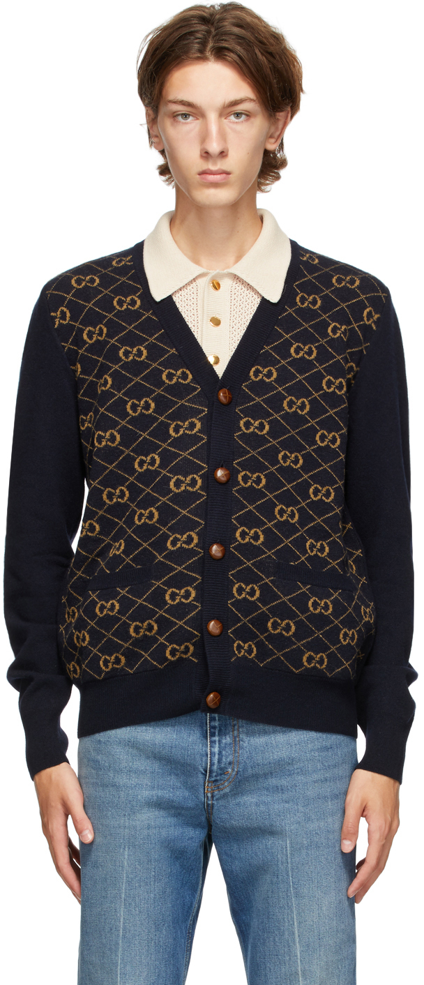 gucci navy cardigan