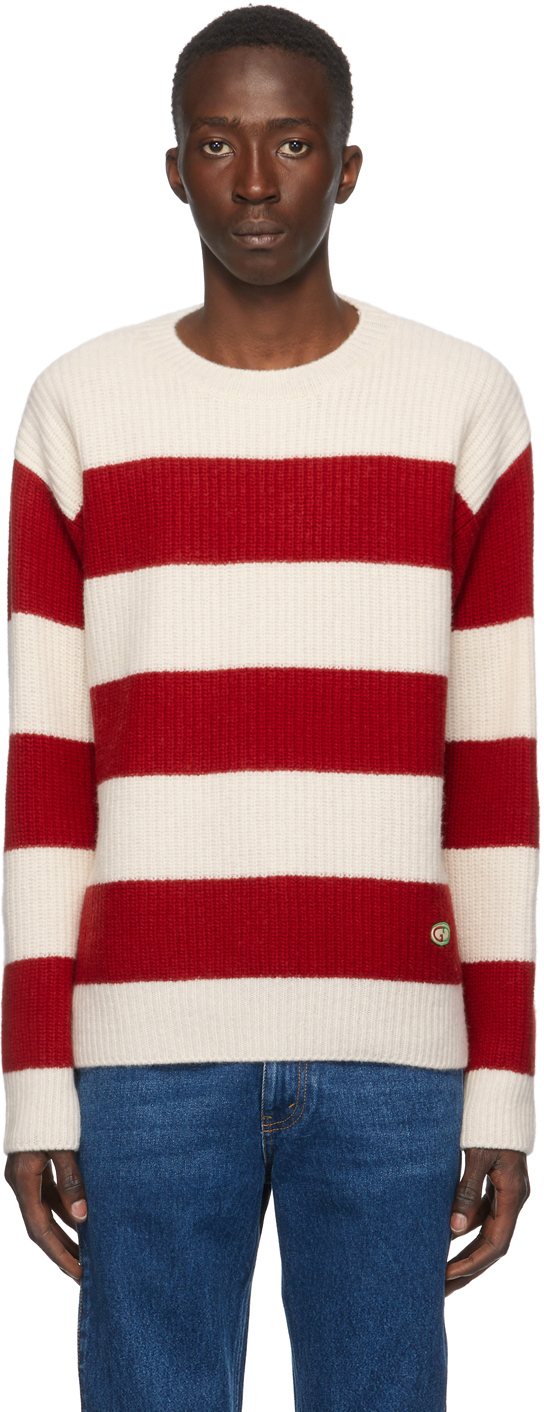 gucci red and white striped sweater