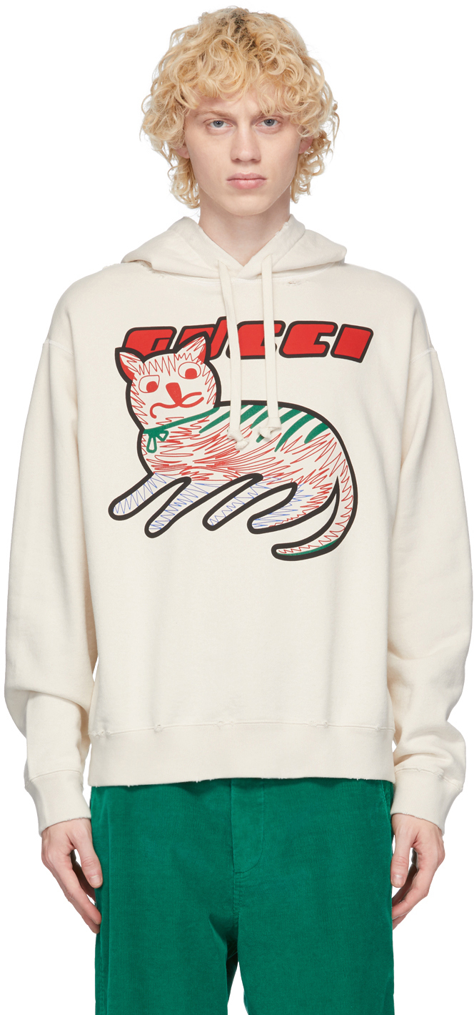 Gucci: Off-White Cat Logo Hoodie 
