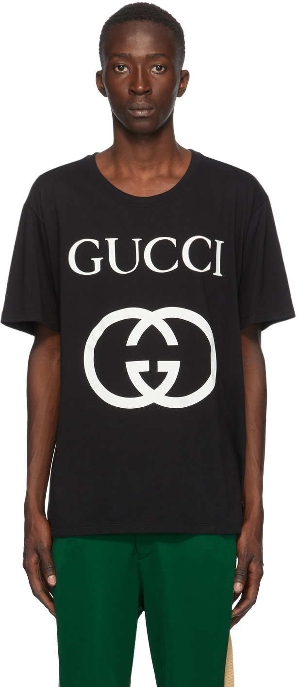 Gucci: T-shirt noir Interlocking G 