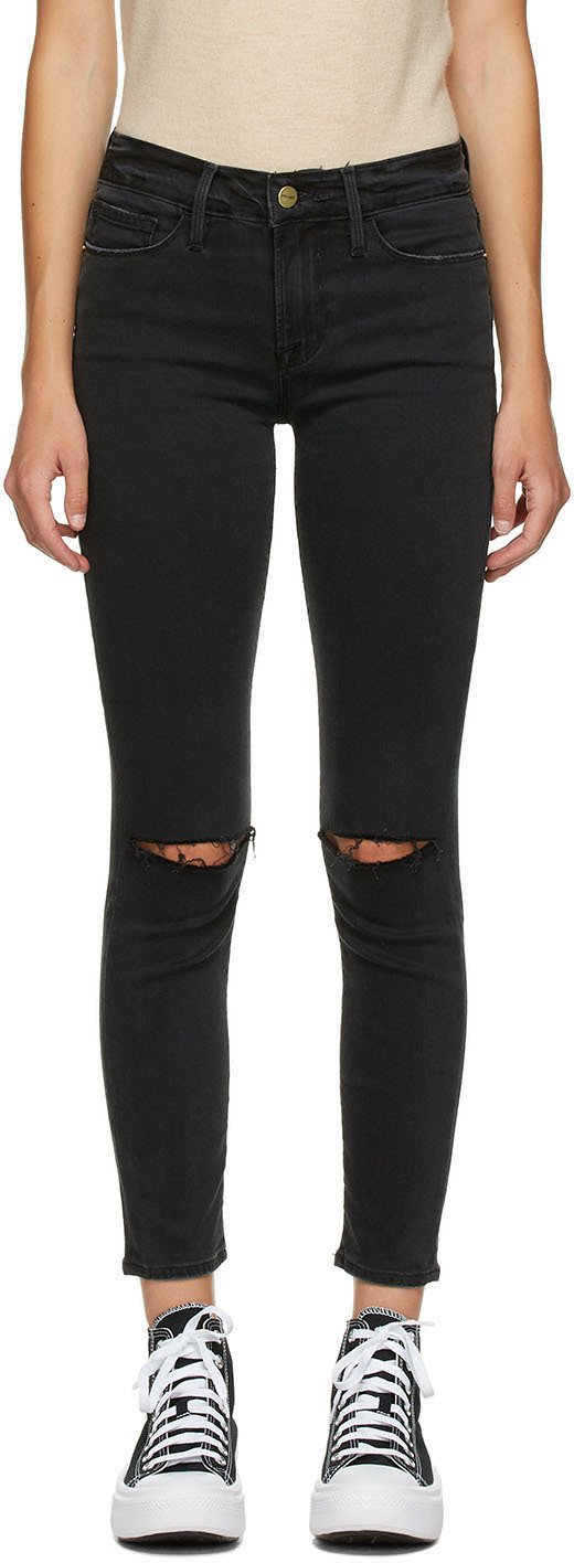 frame le skinny de jeanne crop black