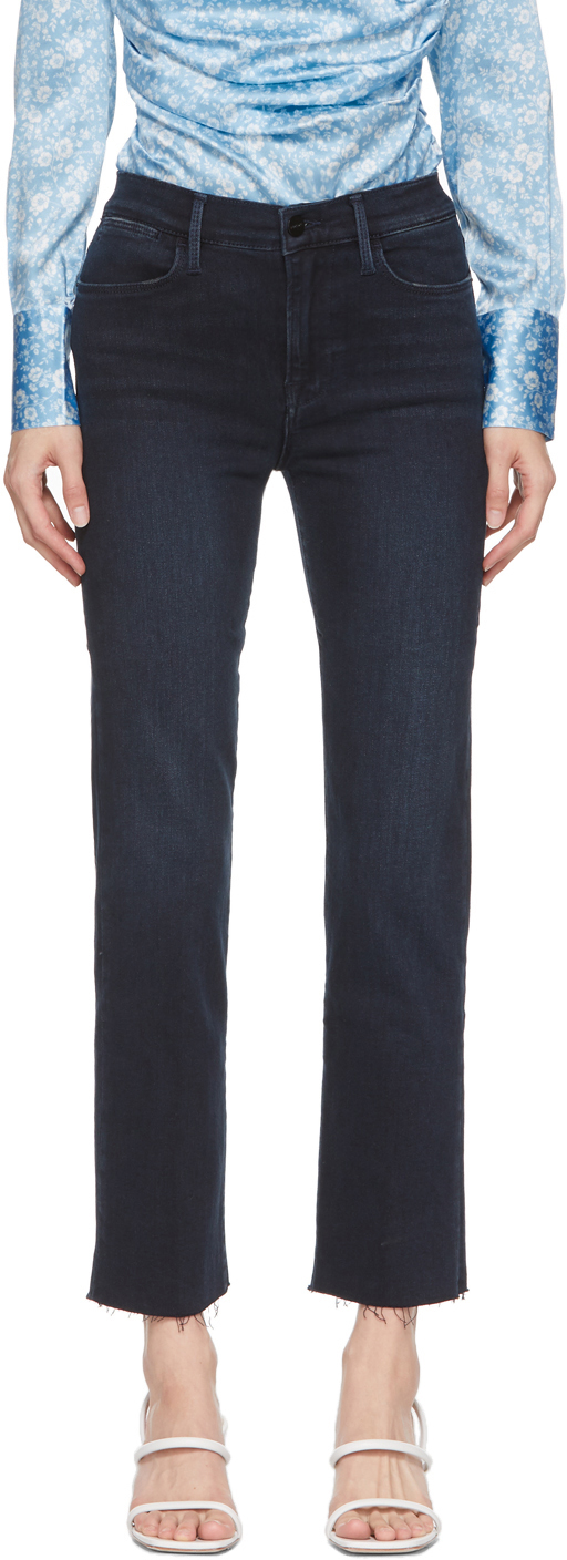 frame le high straight raw edge jeans