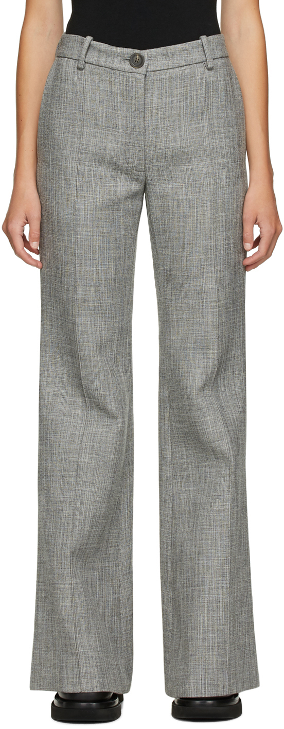 Grey Wool Flared Trousers by Peter Do | SSENSE