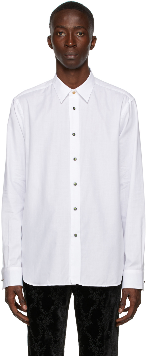 Paul Smith 50th Anniversary: White Apple Tailored Shirt | SSENSE