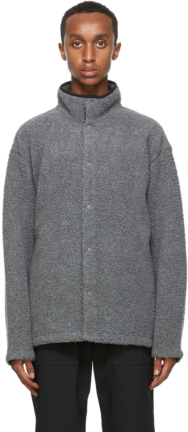 Nanamica: Grey Wool Fleece Jacket | SSENSE