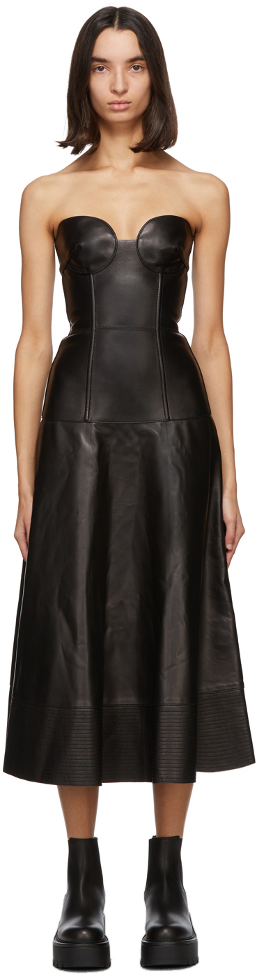 Valentino Black Leather Bustier Dress 202476F054016