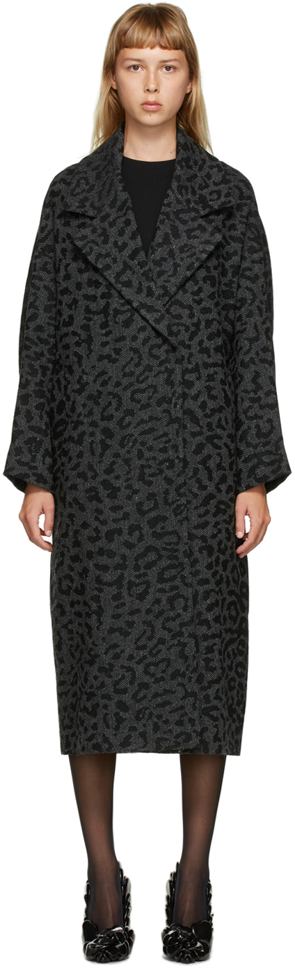 Valentino Grey Wool Tweed Animalier Coat 202476F059536