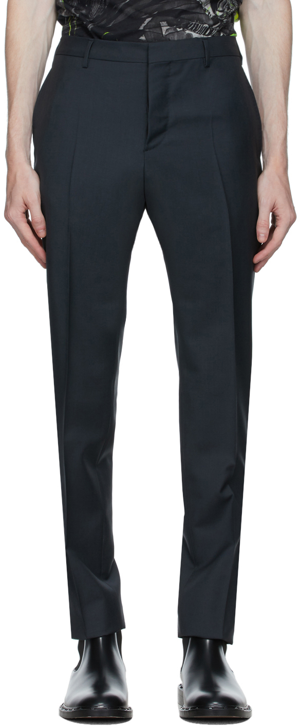 Valentino: Grey Wool & Mohair Pince Trousers | SSENSE