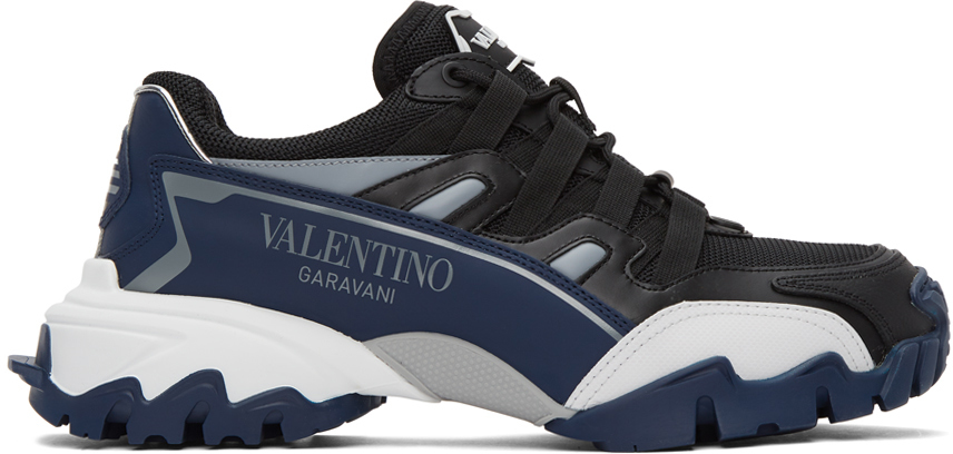 Valentino: Black & Navy Valentino Garavani Climber Sneakers | SSENSE Canada