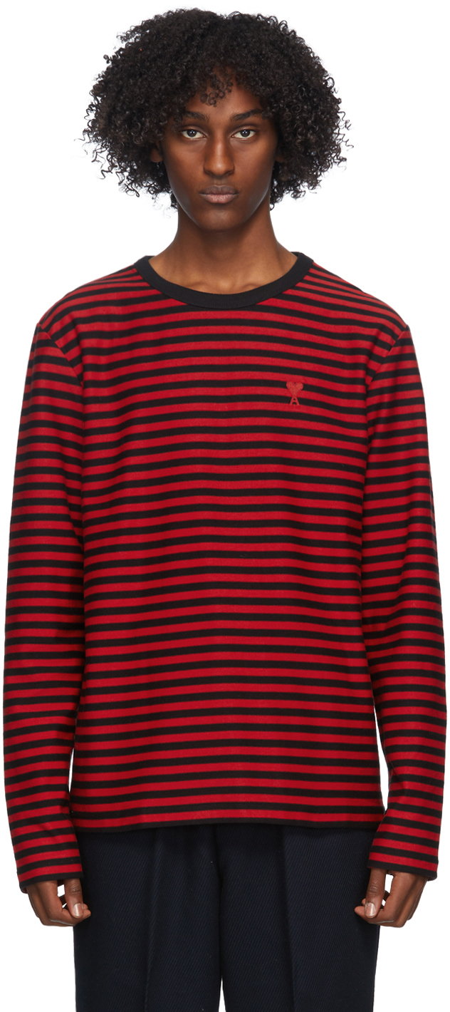 red and black striped shirt long sleeve