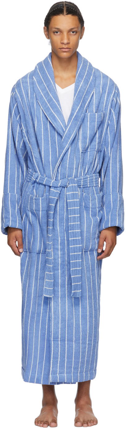 Tekla: Blue Striped Bath Robe | SSENSE