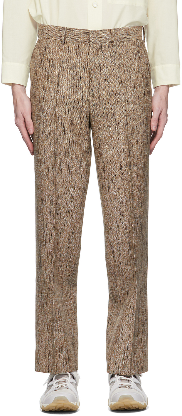 Brown Wool Silk Tweed Trousers