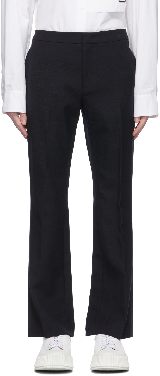 System: Navy Bell Bottom Trousers | SSENSE Canada
