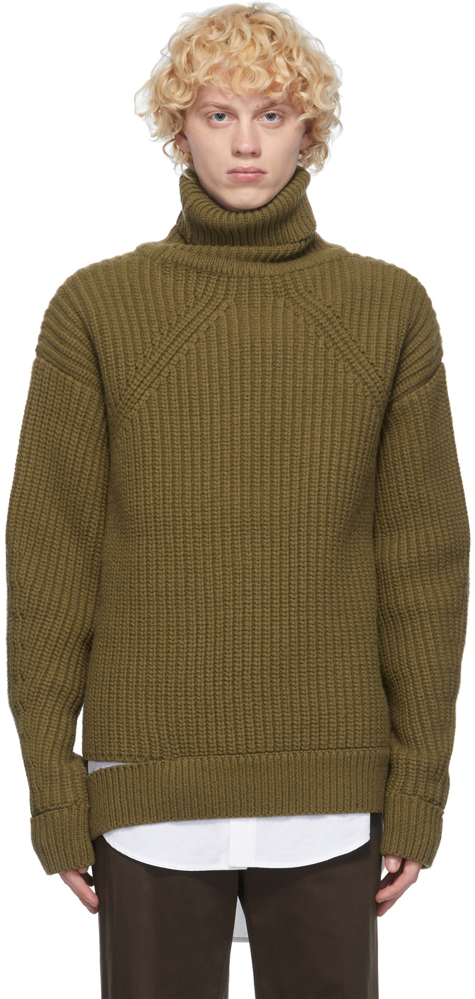 khaki turtleneck