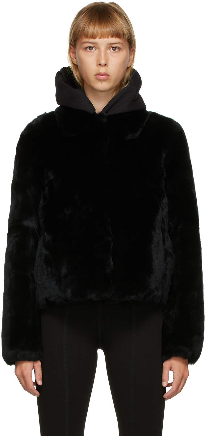 Black Fur Crop Jacket by Yves Salomon - Meteo on Sale