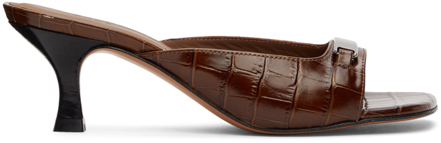 Abra SSENSE Exclusive Brown Inox Plate Heeled Sandals 202526F125017