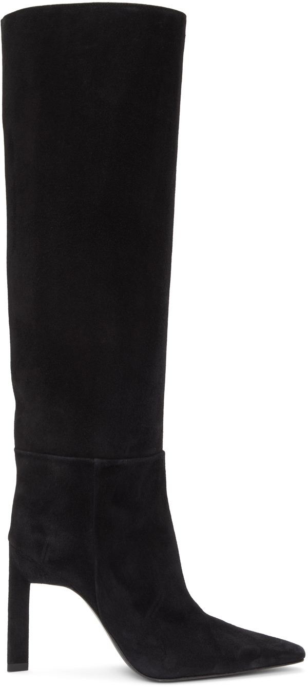 The Attico: Black Suede High Heel Tall Boots | SSENSE