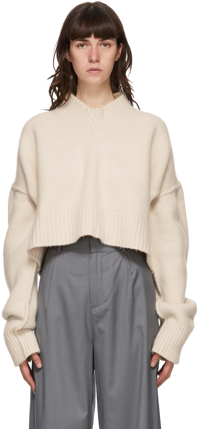 Bureau De Stil OffWhite Oversized VNeck Sweater SSENSE