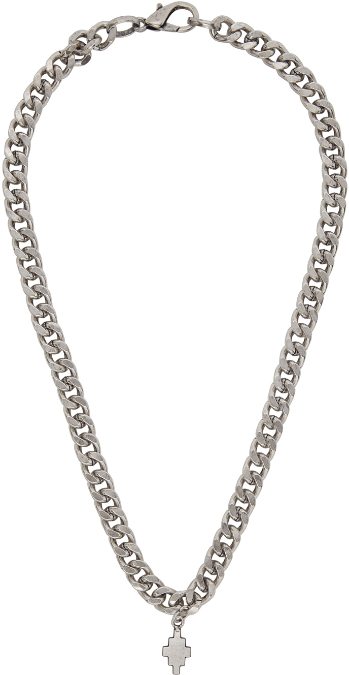 Silver Cross Chain Necklace Marcelo Burlon County Milan on Sale
